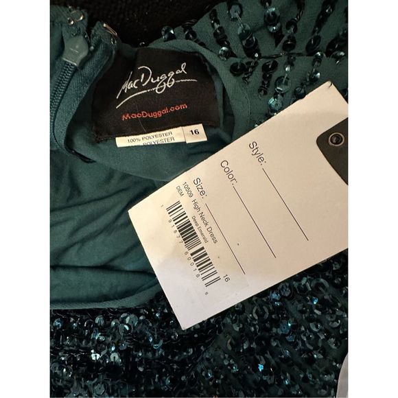 MAC DUGGAL SLEEVELESS HIGH NECK BEADED MIDI SHEATH DRESS - Picture 9 of 9